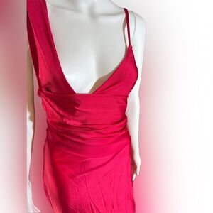 Fashion Nova Cant Replace You Maxi Dress‎ Red XL Plunging V-Neck Ruched DT2481